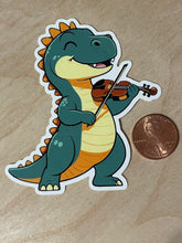 Charger l&#39;image dans la galerie, Cute Dinosaur Playing a Violin/Fiddle Sticker: Fiddlesaurus