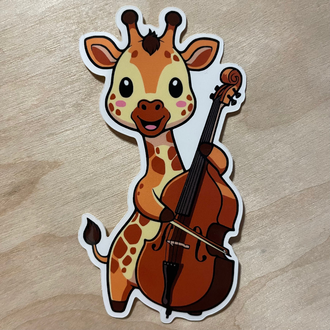 Adorable Giraffe Playing a Bass Sticker