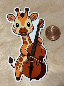 Adorable Giraffe Playing a Bass Sticker