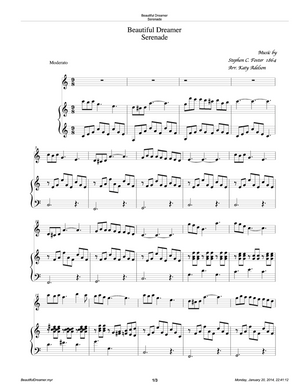 Partitions d'accompagnement pour violon et piano/guimbarde Beautiful Dreamer - Arrangées par Katy Adelson