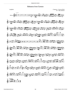 Habanera from Carmen Violin Sheet Music - Arranged by Katy Adelson