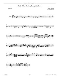 Jingle Bells - Dashing Through the Snow Violin Sheet Music - Arranged by Katy Adelson