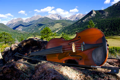 Poster : Violon avec des montagnes