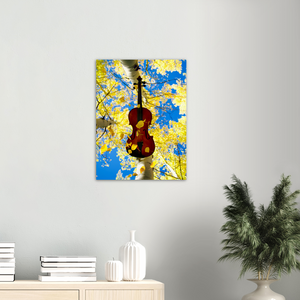 Poster: Violin with Golden Aspen Leaves